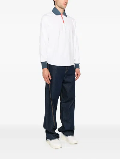 Gant Long-sleeve Contrast-collar Polo Shirt In Multi