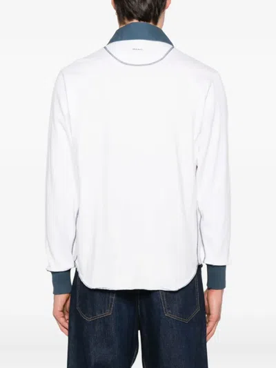 Gant Long-sleeve Contrast-collar Polo Shirt In Multi