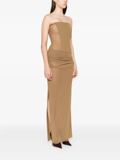 Alex Perry Strapless Draped Maxi Dress