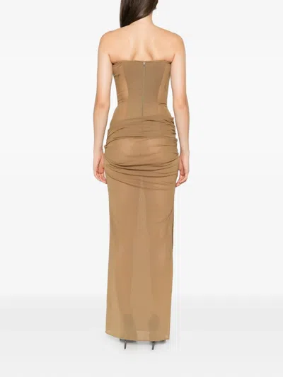 Alex Perry Strapless Draped Maxi Dress