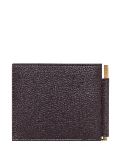 Tom Ford Logo-print Leather Wallet In Brown