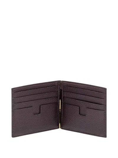 Tom Ford Logo-print Leather Wallet In Brown