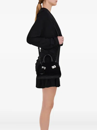 Ferragamo Hug Strass Velvet Top-handle Bag In Black