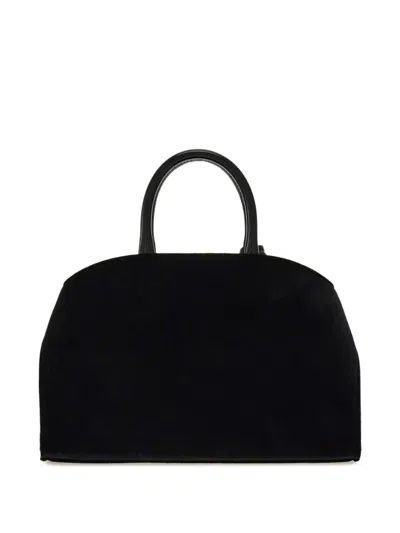Ferragamo Hug Strass Velvet Top-handle Bag In Black