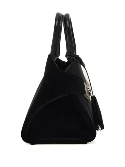 Ferragamo Hug Strass Velvet Top-handle Bag In Black