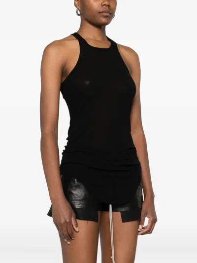 Rick Owens Racer-back Curved-hem Top In Black