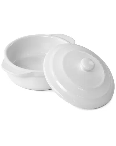 Martha Stewart Everyday Stoneware Casserole With Lid In White