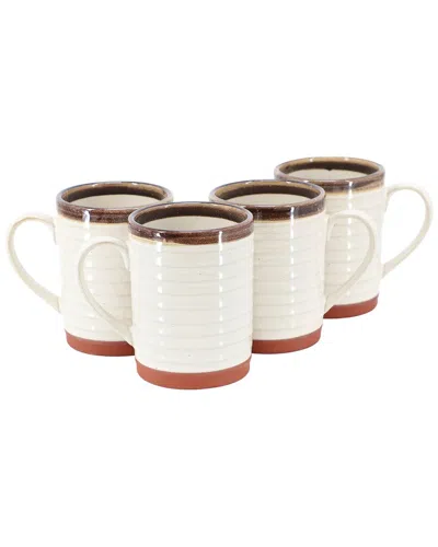 Gibson Home Terra Bella 4pc Terracotta Mug Set In White
