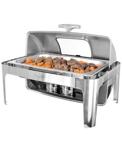 Megachef 9.5qt Oblong Roll Top Chafing Dish/food Warmer/buffet Server In Metallic