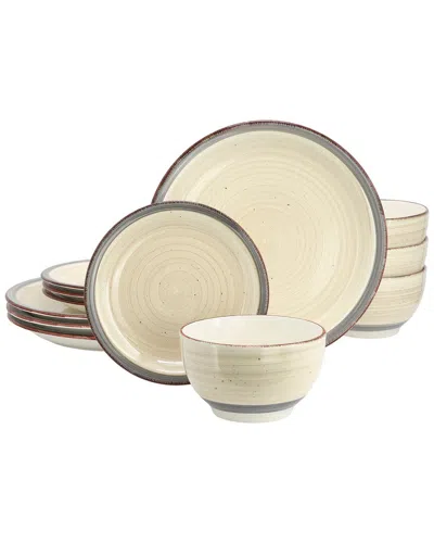 Gibson Home Holcomb 12 Piece Ceramic Dinnerware Set In Neutral