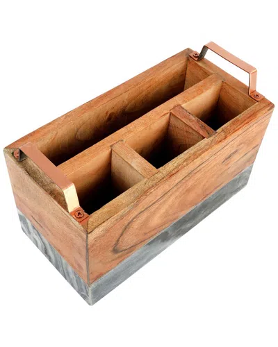Laurie Gates Grey Marble & Acacia Wood Salad Server Holder