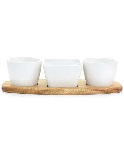 Gibson Elite Gracious Dining 4pc Fine Ceramic Tidbit Dish Set In White