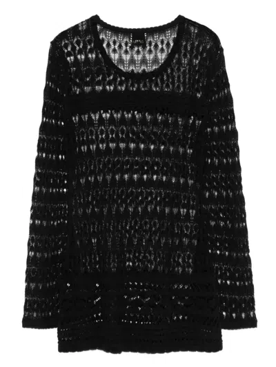 Isabel Marant Crochet Bell-sleeve Top In Black