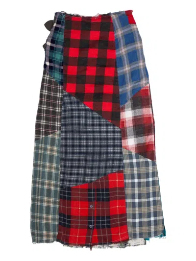 Needles Patchwork Belted Midi Skirt In Multi