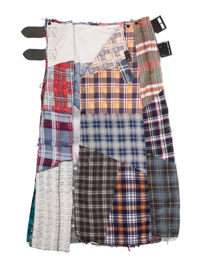 Needles Patchwork Belted Midi Skirt In Multi