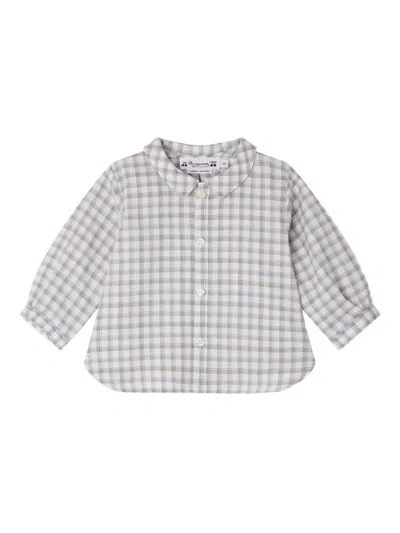 Bonpoint Regular Collar Checked Shirt In White