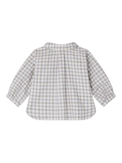 Bonpoint Regular Collar Checked Shirt In White