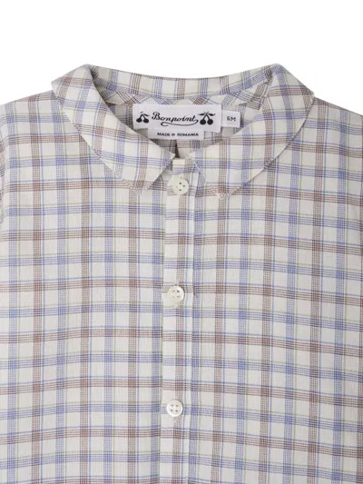 Bonpoint Regular Collar Checked Shirt In White