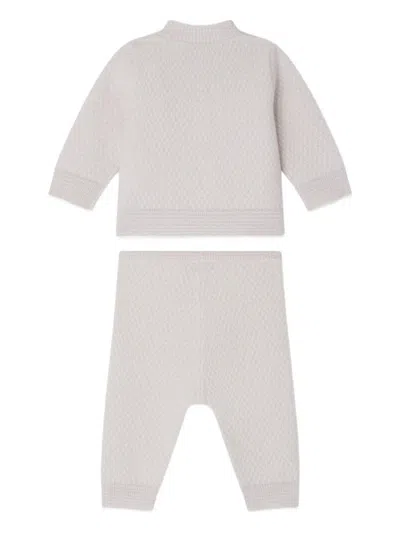 Bonpoint Jahiel Textured-knit Cardigan-trousers Set In White