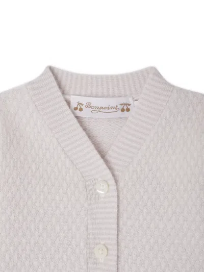 Bonpoint Jahiel Textured-knit Cardigan-trousers Set In White