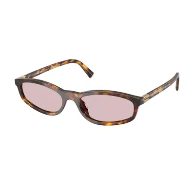 Miu Miu Womens Brown Mu A06s Oval-frame Acetate Sunglasses