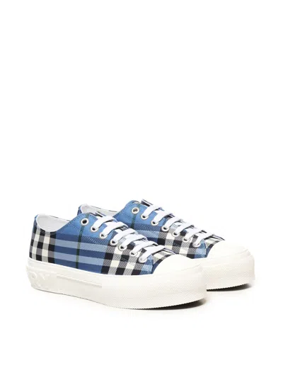 Burberry Check Sneakers In Blue