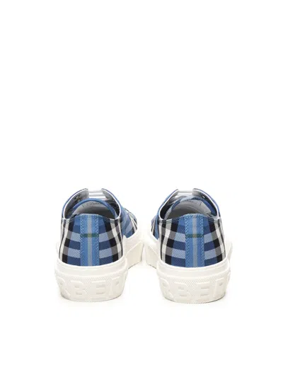 Burberry Check Sneakers In Blue
