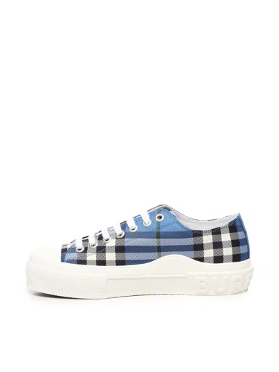 Burberry Check Sneakers In Blue