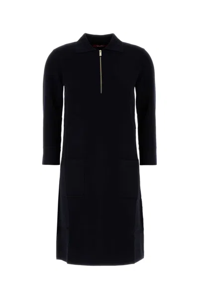 Max Mara Midnight Blue Viscose Blend Dress In Black