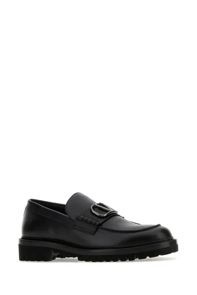 Valentino Garavani Black Loafers With Vlogo Detail And Platform In Leather Man