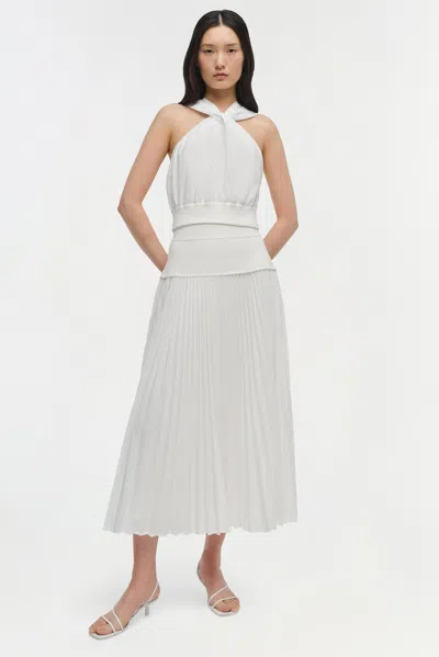 Simkhai Women's Knitted Stella Pleated Midi Skirt In White
