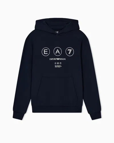 Ea7 Logo Series Hooded Sweatshirt In French Terry Cotton