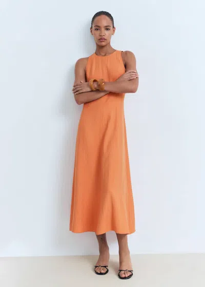 Mango Flared Midi-dress Salmon