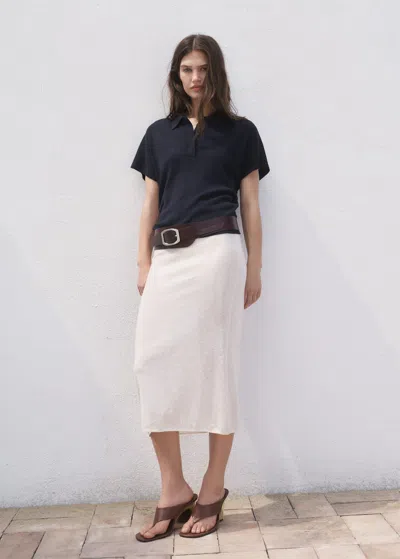 Mango Short-sleeved Polo-neck Sweater Navy In Blue
