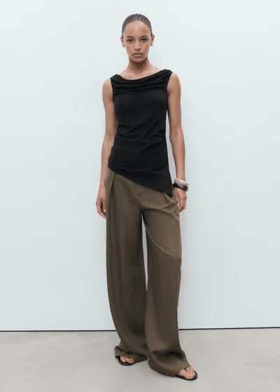 Mango Draped Sleeveless Knit Top