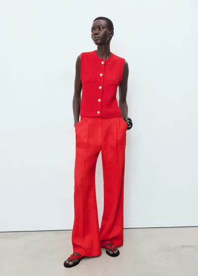 Mango Chunky-knit Waistcoat With Buttons Red