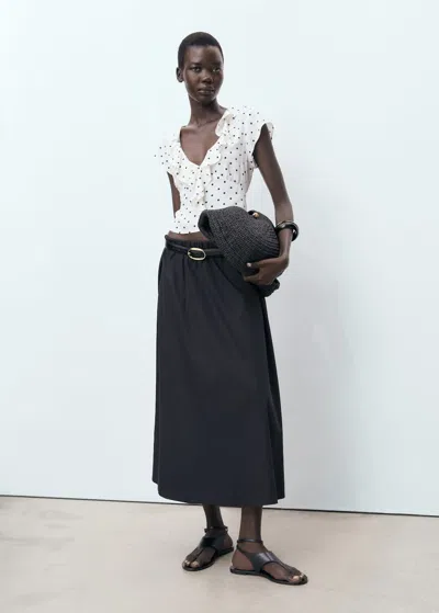 Mango Polka-dot Blouse With Ruffles Off White