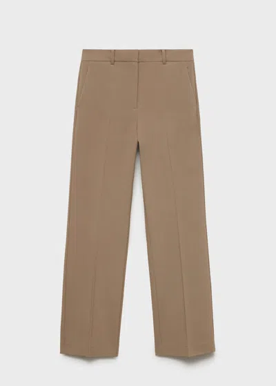 Mango Straight Mid-rise Trousers Medium Brown