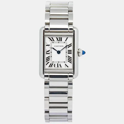 Pre-owned Cartier Tank Must Wsta0051 Quartz Silver Stainless Steel Women's Wristwatch 22 Mm
