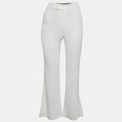 Pre-owned Roberto Cavalli White Crepe Flared Leg Pants M