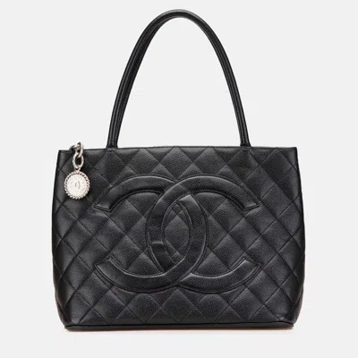Pre-owned Chanel Black Caviar Medallion Tote