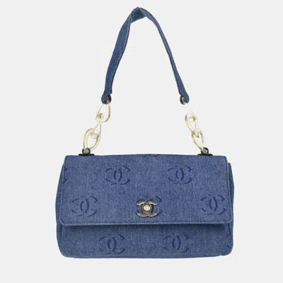 Pre-owned Chanel Blue Denim Handbag