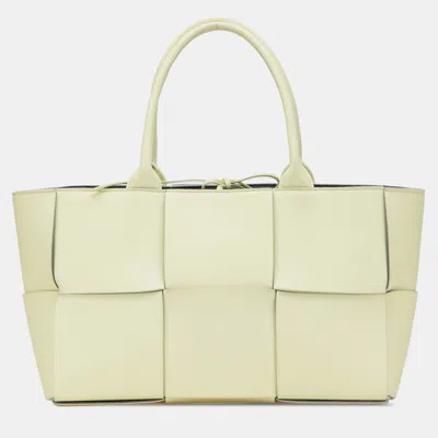 Pre-owned Bottega Veneta Cream Small Lambskin Intrecciato Arco Tote