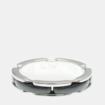Pre-owned Chanel Ultra Collection Ceramic White Gold 18k Fashion No Stone Band Ring Black White