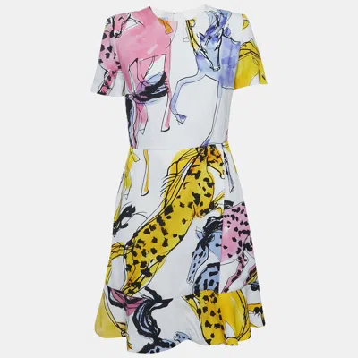 Pre-owned Stella Mccartney White Printed Crepe Mini Dress S