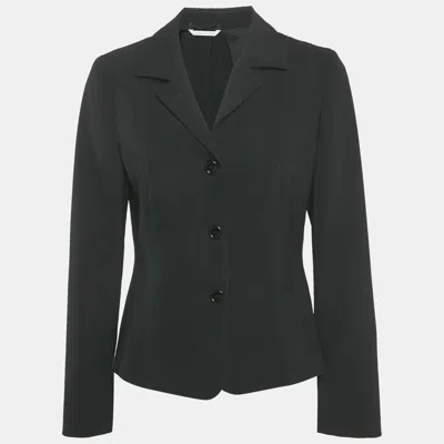 Pre-owned Max Mara Black Crepe Button Front Blazer M