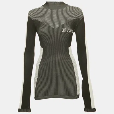 Pre-owned Louis Vuitton Black Rib Knit High Neck Pullover S
