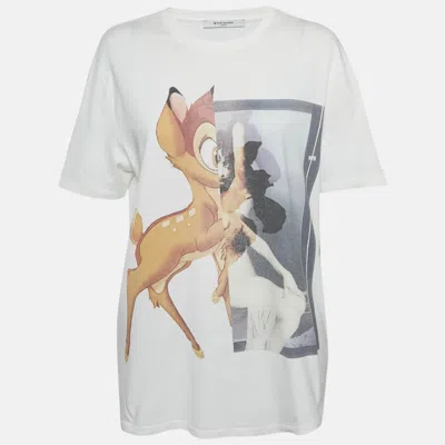 Pre-owned Givenchy White Bambi Print Cotton Oversized T-shirt Xs