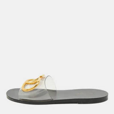 Pre-owned Valentino Garavani Transparent Pvc Vlogo Slide Sandals Size 36