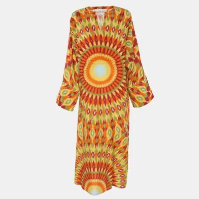 Pre-owned Valentino Multicolor Printed Silk Blend Dress S